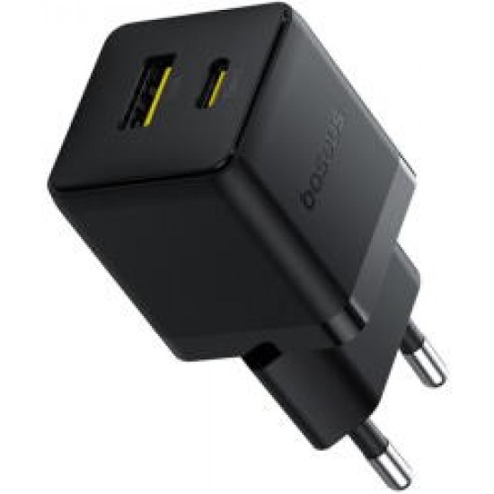 INCARCATOR retea Baseus Palm, Quick Charge 30W, 1 x USB Type-C, 1 x USB, negru 