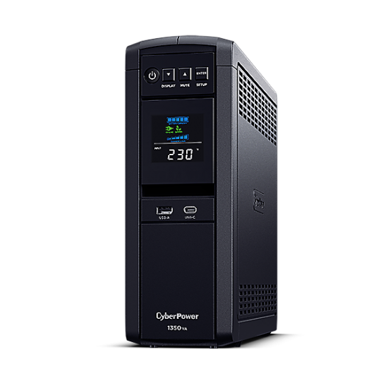 UPS CYBER POWER Line Int. cu Sinusoida Pura,tower,1350VA/  780W AVR,6xShucko,LCD,2x 12V/7Ah,Backup 2-9min,incarc.8h,USB,RS232,RJ45,GreenP,seria CP 