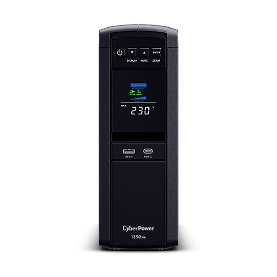 UPS CYBER POWER Line Int. cu Sinusoida Pura,tower,1350VA/  780W AVR,6xShucko,LCD,2x 12V/7Ah,Backup 2-9min,incarc.8h,USB,RS232,RJ45,GreenP,seria CP 