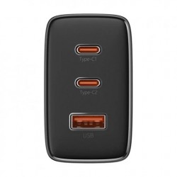 INCARCATOR RETEA Baseus Cube Pro, Quick Charge 65W, 2 x USB Type-C Output 5V/3A, 1 x USB, negru 