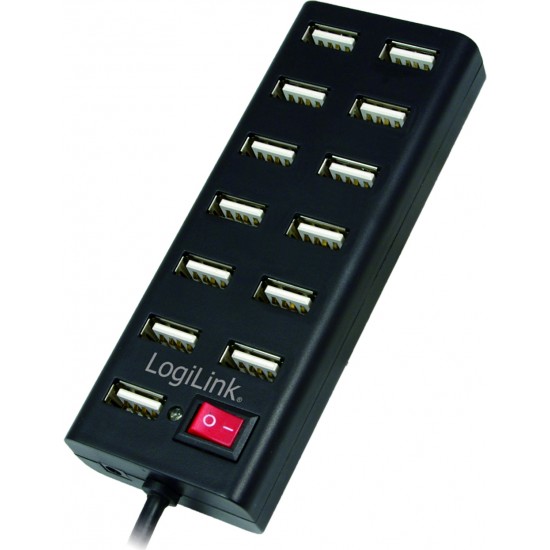 HUB extern LOGILINK, porturi USB: USB 2.0 x 13, conectare prin USB 2.0, alimentare retea 220 V, cablu 0.75 m, negru, HUB extern LOGILINK, porturi USB: USB 2.0 x 13, conectare prin USB 2.0, alimentare retea 220 V, cablu 0.75 m, negru,