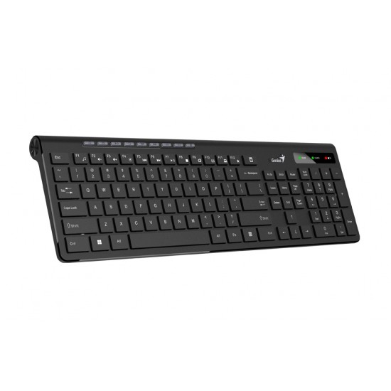 TASTATURA GENIUS wireless, multimedia, 104 taste + 12 taste multimedia, design ergonomic, USB, negru, 