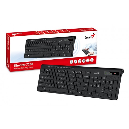 TASTATURA GENIUS wireless, multimedia, 104 taste + 12 taste multimedia, design ergonomic, USB, negru, 