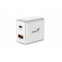 ALIMENTATOR retea Genius Quick Charge 20W, 1 x USB-A + 1 x USB Type-C, PD 20W USB-C sau USB-A, alb, 