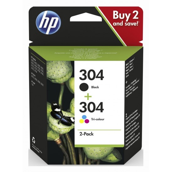 Combo-Pack Original HP , nr.304, pentru Deskjet 2620|2630|2632|3750|3760, (timbru verde 0.15 lei), 