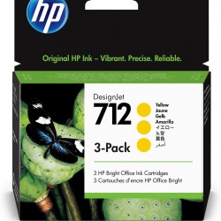 Tri-Pack Original HP Yellow, nr.712, pentru DesignJet Studio 24|Studio 36|T230|T250|T630|T650, 29ml, (timbru verde 0.45 lei), 