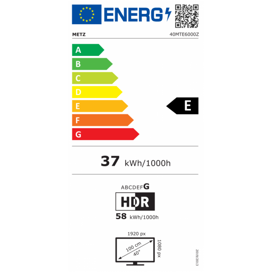 Televizor METZ LED 40MTE6000, 100 cm, Smart Google TV, Full HD, Clasa E 