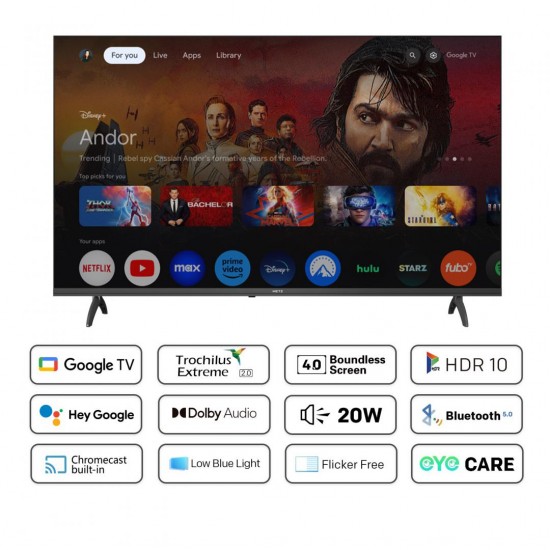 Televizor METZ LED 40MTE6000, 100 cm, Smart Google TV, Full HD, Clasa E 