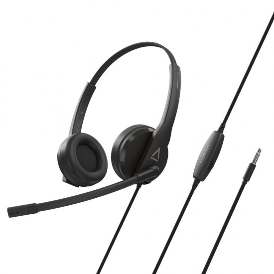 CREATIVE HS-230 Office Headset w/Noise-cancelling Mic, 3.5 mm AUX, USB Adapter 