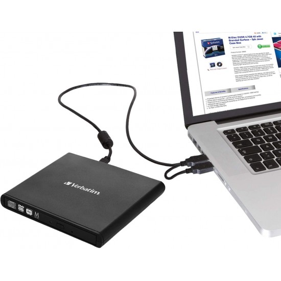 DVD-RW extern, VERBATIM, interfata USB 2.0, negru, 