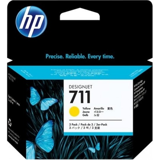 Tri-Pack Original HP Yellow, nr.711, pentru DesignJet T120|T520, , (timbru verde 0.45 lei), 