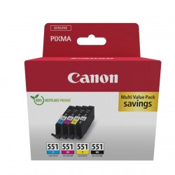Combo-Pack Original Canon CMYK, CLI-551, pentru Pixma IP-7250|8750|IX-6850|MG-5450|5550|5650|6350|6450|6650|7150|7550|MX-725|925, 7ml, (timbru verde 0.60 lei), 