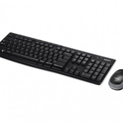 KIT wireless LOGITECH, tastatura wireless multimedia + mouse wireless 3 butoane, black, 