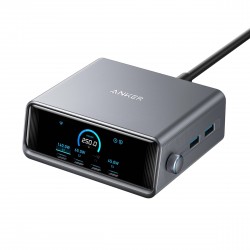 Alimentator retea Anker, Prime, 250W, PowerIQ 4.0, 4 x USB-C, 2 x USB-A, afisaj LCD 2.26 inch, argintiu, 
