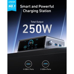 Alimentator retea Anker, Prime, 250W, PowerIQ 4.0, 4 x USB-C, 2 x USB-A, afisaj LCD 2.26 inch, argintiu, Alimentator retea Anker, Prime, 250W, PowerIQ 4.0, 4 x USB-C, 2 x USB-A, afisaj LCD 2.26 inch, argintiu,