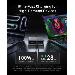 Alimentator retea Anker, 200W, GaN, 4 x USB-C, 2 x USB-A, QC, PD, argintiu, 