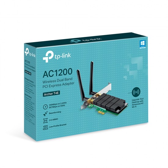 ADAPTOR RETEA TP-LINK AC1200, intern wireless 2.4 GHz | 5 GHz, PCI-E, port, 1200 Mbps, antena externa x 2, ADAPTOR RETEA TP-LINK AC1200, intern wireless 2.4 GHz | 5 GHz, PCI-E, port, 1200 Mbps, antena externa x 2,