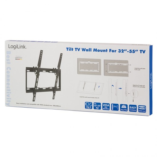 SUPORT de perete LOGILINK, pt 1 TV/monitor plat, diag. max 55 inch, inclinare, max 35 Kg, 