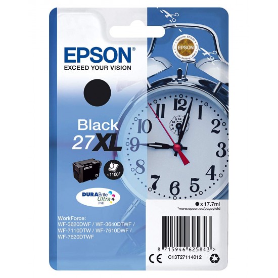 Cartus Cerneala Original Epson Black, nr.27XL, pentru WorkForce WF-7110|WF-7610, 1.1K, (timbru verde 0.15 lei), 