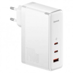 INCARCATOR retea Baseus GaN5 Pro, Quick Charge 140W, 1 x USB, 2 x USB Type-C, include cablu USB Type-C la USB Type-C 100W 1m, alb 