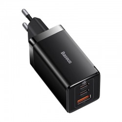 INCARCATOR RETEA Baseus GaN5 PRO, Quick Charge 65W, 2 x USB Type-C Output 5V/3A, 1 x USB, include cablu USB Type-C la USB Type-C 100W, 1m, negru 