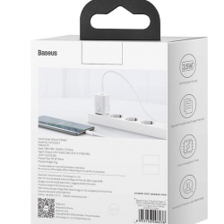 INCARCATOR retea Baseus Super Si, Quick Charge 25W, 1 x USB Type-C 5V/3A, alb 