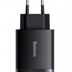 INCARCATOR retea Baseus Compact, Quick Charge 30W, 2 x USB Type-C Output 5V/3A, 1 x USB Output 5V/3A, negru 