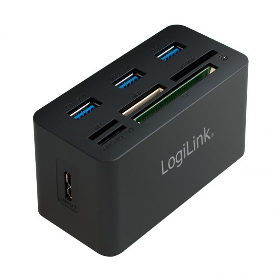 HUB extern LOGILINK, porturi USB: USB 3.0 x 3, conectare prin USB 3.0, alte porturi: SD, MicroSD, M2, MS Duo/Pro, CF, negru, HUB extern LOGILINK, porturi USB: USB 3.0 x 3, conectare prin USB 3.0, alte porturi: SD, MicroSD, M2, MS Duo/Pro, CF, negru,