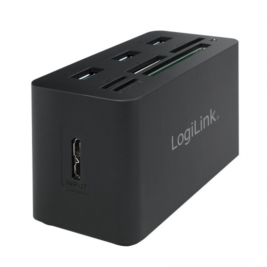 HUB extern LOGILINK, porturi USB: USB 3.0 x 3, conectare prin USB 3.0, alte porturi: SD, MicroSD, M2, MS Duo/Pro, CF, negru, HUB extern LOGILINK, porturi USB: USB 3.0 x 3, conectare prin USB 3.0, alte porturi: SD, MicroSD, M2, MS Duo/Pro, CF, negru,