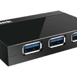 HUB extern D-LINK, porturi USB: USB 3.0 x 4, conectare prin USB 3.0, alimentare retea 220 V, negru, 