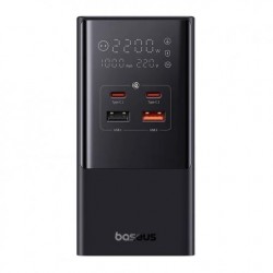 INCARCATOR RETEA Baseus GaN Powerstrip, Quick Charge 100W, 2 x AC, 2 x USB Type-C Output 5V/3A, 2 x USB, lungime cablu 1.5m, negru 