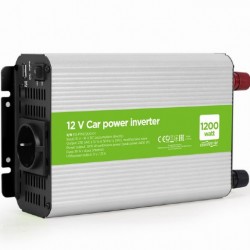 INVERTER GEMBIRD cu sinusoida simulata, Inverter auto, 1200W, Schuko x 1, USB 5V / 2.1A, baterie 10-16V, 
