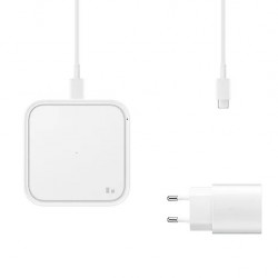Wireless Charger Pad 15W Super Fast Wireless Charge; Travel Adapter 25W Super Fast Charge; USB-C to USB-C Cable, 1m; White 