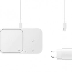 Wireless Charger Duo 15W Super Fast Wireless Charge; Travel Adapter 25W Super Fast Charge; USB-C to USB-C Cable, 1m; White 