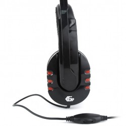 CASTI Gembird, cu fir, utilizare multimedia, microfon pe brat, conectare prin Jack 3.5 mm x 2, negru / rosu, 