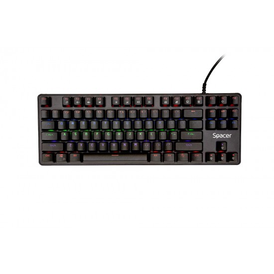 TASTATURA MECANICA SPACER USB IMMORTAL, switch-uri mecanice albastre, 50 mil. apasari, 87 taste, anti-ghosting 26 taste, anti-spill, black, 