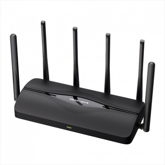 ROUTER MERCUSYS, BE6500, 1× 2.5 Gbps WAN port, 1× 2.5 Gbps LAN port si 2× 1 Gbps LAN, dual band 2.4 / 5 Ghz, Wi-Fi 7, 6 x antene externe, 