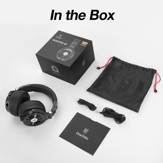 Casca OneOdio cu fir detasabil, tip over ear, utilizare profesionala, multimedia, conectare prin Jack 3.5 mm | Jack 6.35 mm, difuzor 50 mm, impedanta 32 Ohm, negru, 