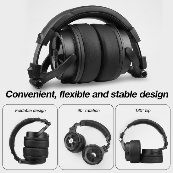 Casca OneOdio cu fir detasabil, tip over ear, utilizare profesionala, multimedia, conectare prin Jack 3.5 mm | Jack 6.35 mm, difuzor 50 mm, impedanta 32 Ohm, negru, 