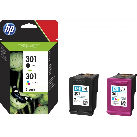 Combo-Pack Original HP Black/Color, nr.301, pentru Deskjet 1000|1050|1510|2000|2050|2054|3000|3050|3054|OfficeJet 4630, , (timbru verde 0.3 lei), 