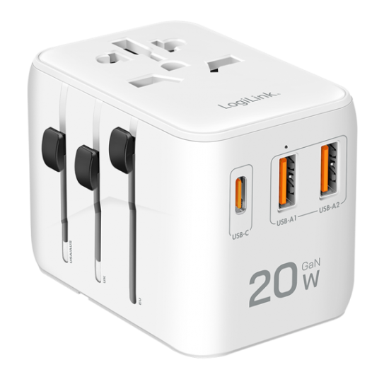 ALIMENTATOR retea 220V LOGILINK, universal, 1 x USB-C, 2 x USB-A, maxim 12V/1.67A, PD 20W, suport OCP/OVP/OHP/SCP, compatibil EU/AUS/US/UK, alb, ALIMENTATOR retea 220V LOGILINK, universal, 1 x USB-C, 2 x USB-A, maxim 12V/1.67A, PD 20W, suport OCP/OVP/OHP/SCP, compatibil EU/AUS/US/UK, alb,