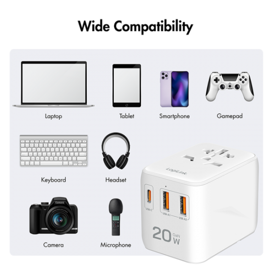 ALIMENTATOR retea 220V LOGILINK, universal, 1 x USB-C, 2 x USB-A, maxim 12V/1.67A, PD 20W, suport OCP/OVP/OHP/SCP, compatibil EU/AUS/US/UK, alb, ALIMENTATOR retea 220V LOGILINK, universal, 1 x USB-C, 2 x USB-A, maxim 12V/1.67A, PD 20W, suport OCP/OVP/OHP/SCP, compatibil EU/AUS/US/UK, alb,
