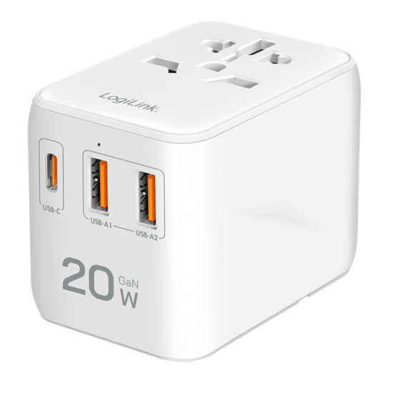 ALIMENTATOR retea 220V LOGILINK, universal, 1 x USB-C, 2 x USB-A, maxim 12V/1.67A, PD 20W, suport OCP/OVP/OHP/SCP, compatibil EU/AUS/US/UK, alb, ALIMENTATOR retea 220V LOGILINK, universal, 1 x USB-C, 2 x USB-A, maxim 12V/1.67A, PD 20W, suport OCP/OVP/OHP/SCP, compatibil EU/AUS/US/UK, alb,
