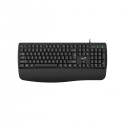 TASTATURA GENIUS wireless, multimedia, 104 taste + 12 taste multimedia, design ergonomic, Palm rest, USB, negru, 