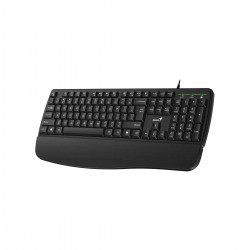 TASTATURA GENIUS wireless, multimedia, 104 taste + 12 taste multimedia, design ergonomic, Palm rest, USB, negru, 