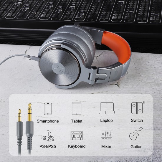 Casca OneOdio cu fir detasabil, tip over ear, utilizare profesionala, DJ, conectare prin Jack 3.5 mm | Jack 6.35 mm, difuzor 50 mm, impedanta 32 Ohm, gri, Casca OneOdio cu fir detasabil, tip over ear, utilizare profesionala, DJ, conectare prin Jack 3.5 mm | Jack 6.35 mm, difuzor 50 mm, impedanta 32 Ohm, gri,