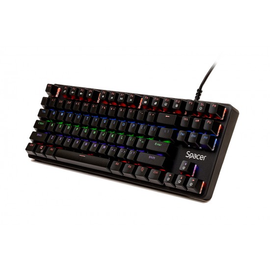 TASTATURA MECANICA SPACER USB IMMORTAL, switch-uri mecanice albastre, 50 mil. apasari, 87 taste, anti-ghosting 26 taste, anti-spill, black, 