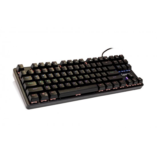 TASTATURA MECANICA SPACER USB IMMORTAL, switch-uri mecanice albastre, 50 mil. apasari, 87 taste, anti-ghosting 26 taste, anti-spill, black, 