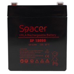 ACUMULATOR UPS SPACER 12V /  5Ah, dimensiuni: 90x70x101mm, inaltime+terminal: 107mm, terminal F2(T2), 