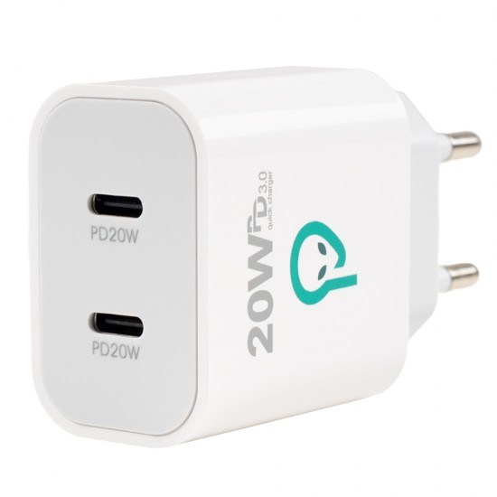 ALIMENTATOR retea SPACER Power Delivery, 2 x USB Type-C PD (max 20W) ALIMENTATOR retea SPACER Power Delivery, 2 x USB Type-C PD (max 20W)